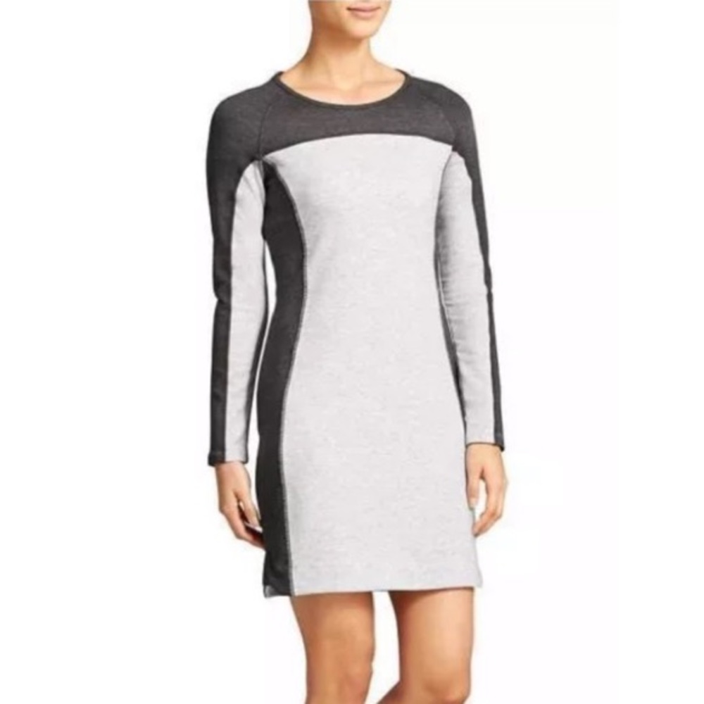 Athleta Omega Gray Colorblock Bodycon Dress knit